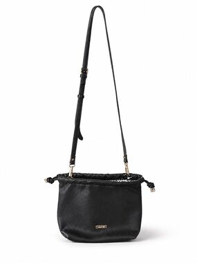 Mali + Lili Black Faux Leather Crossbody Bag Gold Hardware